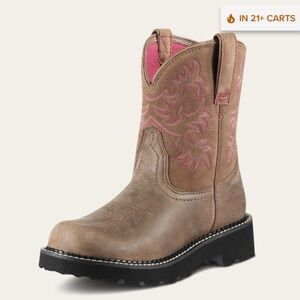 Women’s Fatbaby Brown and Pink Western Boots
